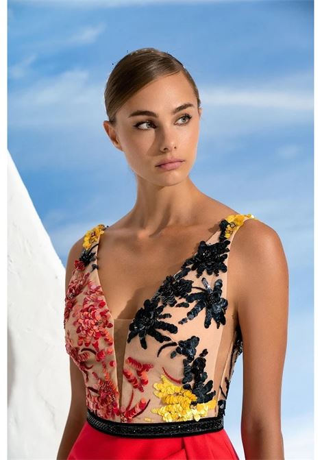 Long dress with worked bodice MISCHALIS | dress | M1 84756